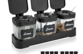 MOAMUN 3-Pack Glass Seasoning Jars with Tray and Lids