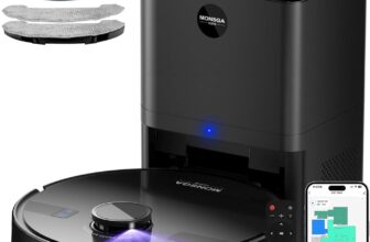 MONSGA Robot Vacuum with Mop, 7000Pa Powerful Suction, Lidar Navigation Robotic Vacuum with 3.5L Self-Empty Station, 180mins Runtime, APP/Remote/Voice Control, for Hard Floors and Carpets (MS1MAX)