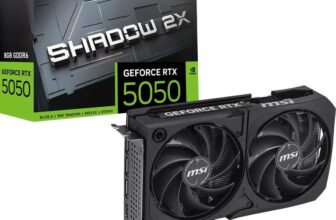 MSI GeForce RTX 5050 8G SHADOW 2X OC Graphics Card – RTX 5050 GPU, 8GB GDDR6 (20Gbps/128-bit), PCIe 5.0 – DUAL-Fan Thermal Design