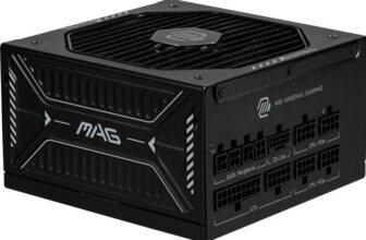 MSI MAG A1000GLS PCIE5 Power Supply Unit, 1000W, 80 PLUS Gold, ATX 3.1, PCIe 5.1 GPU Support, Native 12V-2×6, Dual-color 12V
