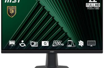 MSI PRO MP225V 21.5 Inch Full HD Office Monitor – 1920 x 1080 VA Panel, 100 Hz, Eye-Friendly Screen, Tilt-Adjustable