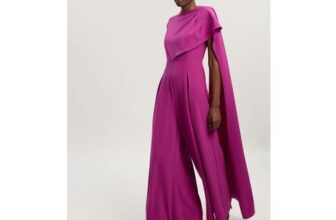 Magenta Tall Tailored Drape Cape Wide-Leg Jumpsuit