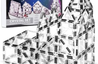 Magnetic Building Tiles, 38 Piece Transparent Clear Crystal Set for Boys Girls Kids, Educational Creative Learning Activity Building Block Toddler Toys, STEM, Children Ages 3 Years