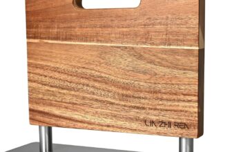 Magnetic Knife Holder Block, Double-Sided Powerful Magnetic Knife Holder Suitable for Kitchens, Solving Utensil Display Issues (430 Stainless Steel Acacia Wood)