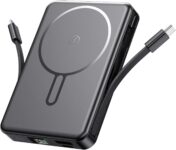 Magnetic Power Bank, 10000mAh Portable Charger with Built in Cables, 22.5 W Fast Charging Wireless Charger with LED Digital Display, Compatible with iPhone 17/16/15/14/13/12, Android Black