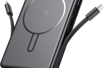 Magnetic Power Bank, 10000mAh Portable Charger with Built in Cables, 22.5 W Fast Charging Wireless Charger with LED Digital Display, Compatible with iPhone 17/16/15/14/13/12, Android Black