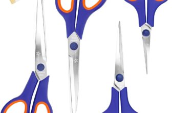 Magnificent Scissors – 4 Pack Scissors Set, Stainless Steel Sewing Shears with Soft Comfort-Grip Handles, All-Purpose Scissors for Fabric Leather Craft Office School Kitchen, Includes Measuring Tape