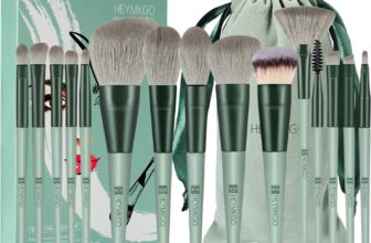 Makeup Brushes HEYMKGO 15pcs Premium Synthetic Bristles Green Conical Handle Kabuki Foundation Brush Makeup Sets Professional Portable Flannel Bag