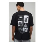 Man Black Oversized Back Print T-Shirt