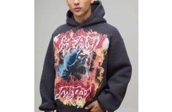 Man Oversized Boxy Acid Wash Heavy Metal Graphic Distressed Hoodie