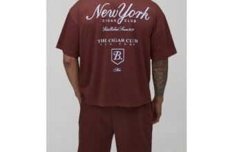 Man Oversized Boxy New York Printed T-Shirt and Short Set