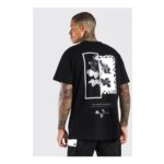 Man Oversized Floral Photo Back Print T-Shirt