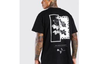 Man Oversized Floral Photo Back Print T-Shirt