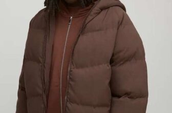 Man Regular Fit Hooded Puffer Coat In Brown, XS – M