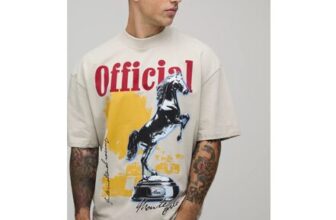 Man Stone Oversized Boxy Horse Graphic T-Shirt