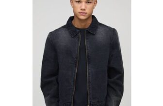 Man THarrington Washed Black Denim Jacket
