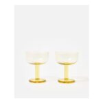 Mari Yellow Glass Cocktail Saucers Set of Two
