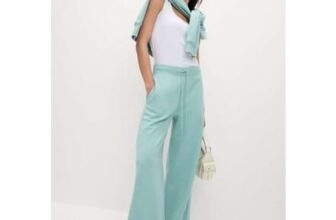 Marks & Spencer Womens Wide Leg Trousers in Light Teal
