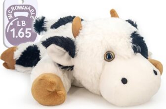 Marysun Microwaveable Heated Cow Stuffed Animal – Weighted Stuffed Animal Plush, Heating Pad, Cozy Gift for GirlsWomenKidsElderly People