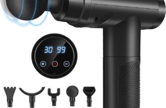 Massage Gun Deep Tissue, Muscle Percussion Massager with 30 Speeds Quiet Hand Massagers with LCD Touch Screen 10 Heads for Shoulder Body Back Relaxation (Black) (Black)