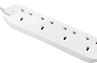 Masterplug Four Socket Extension Lead, 1 Metre Cable, Unswitched, 4-Way Plug Extension Cable, Power Strip, Basic Power, White, 13A, 4G, 1m