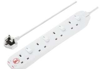 Masterplug Four Socket Extension Lead, 2 Metre Cable, Surge Protection