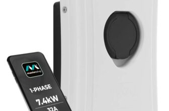 Masterplug Smart EV Home Wall Charger for Type 2 Electric and Plug-In Hybrid Vehicles, Socketed, Mode 3, Auto-Lock, Solar Charging