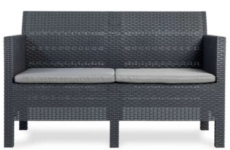 Matilde Rattan Conversation Patio Furniture Set – Black – Free C&C