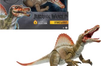 Mattel Jurassic World Hammond Collection Action Figure, Jurassic Park 3 Spinosaurus, Extra Large Carnivore Dinosaur Toy, Posable Tongue & Wired Tail, JCH09, Orange – Espinosaurio