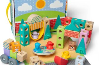 Melissa & Doug Blockables Town Snap and Play Educational Toy Set for Children Wooden Building Blocks Age 2 – FSC Certified