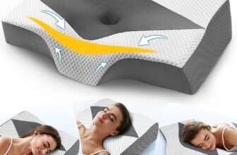 Memory Foam Cervical Pillow for Neck and Shoulder Pain: Orthopedic Neck Support Pillows for Sleeping with Hollow Design Ear Pain Free- Ergonomic Bed Bolster Pillow for Side/Back&Stomach Sleeper