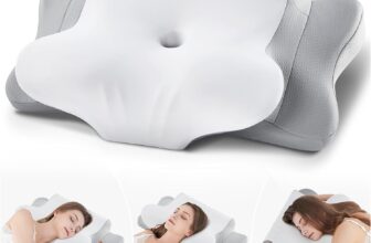Memory Foam Pillow, Ergonomic Pillow Suitable for Back, Stomach and Side Sleepers, Cervical Pillow with Washable Cover, Neck Support Pillow 64x39x10/13 cm, Light Grey