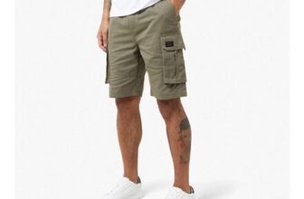 Mens Long Fit Utility Cargo Shorts Light Khaki