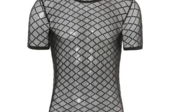 Mens Mesh T-Shirt See-through Crop Top Quick-Dry Party Wear