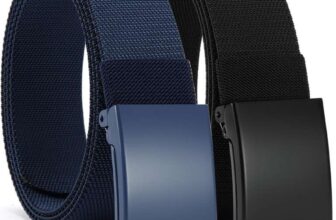 Mens Nylon Ratchet Belt 2 Pack with Slide Buckle (Black & Blue). Sold & Shipped by Haul Global