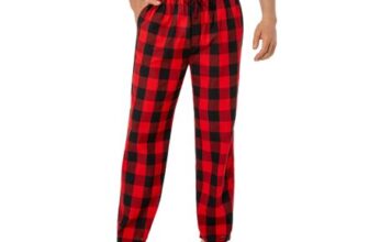 Mens Pyjama Pants 100% Cotton Plaid Sleep & Lounge Pants