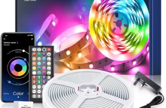 Mexllex LED Strip Lights 10M (1X10M) APP Control Colour Changing LED Lights with Remote, Music Sync Built-in Mic, SMD RGB Light Strips RGB LED Strip, Led Lights for Bedroom Home Decoration
