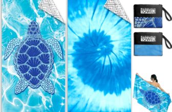 Microfibre Beach Towels for Adults – 2 Pack Double Sided Lightweight Beach Towel 180x90cm Extra Large, Sand Free Absorbent Quick Dry Microfibre Towel with Mesh Bags for Travel, Swim & Sunbathing