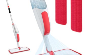 Microfibre Spray Buckets Mop for Cleaning Floors, 2 Reusable Mops Washable Pads, 360 Swivel Head Ensure Hygiene has No Blind Spots, Suitable for All Floor ( Red )