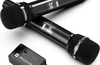Microphone wireless, Wireless Microphones with One-to-One Chip Connection, 40H Rechargeable Battery, 200FT Range, Plug and Play, Ergonomic Design,Less Latency Singing Microphone for Karaoke, Party