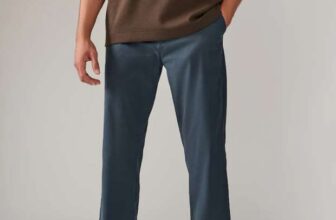 Mid Straight Fit Stretch Chinos Trousers, Blue Grey – Free C&C