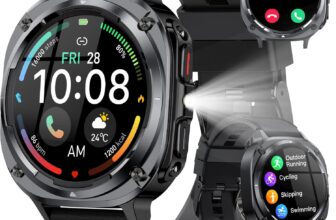 Military Smart Watch for Men Answer/Make Calls, 1.39 HD Fitness Tracker with Heart Rate/Sleep Monitor/Pedometer, 114 Sports Mode Activity Trackers, IP68 Waterproof Outdoor Smartwatch for iOS Android