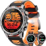 Military Smartwatch for Men Answer/Make Calls, 1.46 HD GPS Fitness Tracker with LED Flashlight, Heart Rate Sleep Monitor, IP68 Waterproof Smart Watch Compatible with iOS Android (Black)