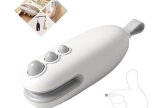 Mini Bag Sealer Cutter, 2-in-1 Portable, Rechargeable, White