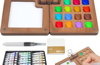 Mini Paint Palette Travel Kit,Mini Travel Watercolor Palette Set,Pocket Artist Acrylic colour Sets with Watercolor Pens,Binder Clips, Include 24 Colors Paint for Beginners Artists Students