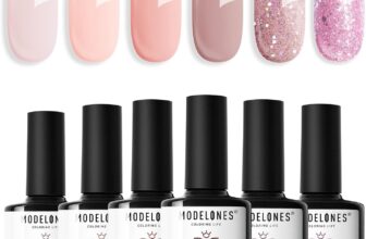 Modelones Gel Nail Polish Set, 6 Colors Nude Pink Gel Polish Summer Gel Nail Polish Set Soak Off Glitter Nail Gel Nail Art DIY Manicure Salon and Home for Women