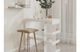 Modern Bar Table with Storage Rack White 100x50x101.5 Cm Engineer