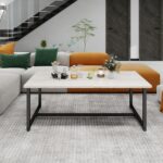 Modern Rectangular Coffee Table, Living Room Table With Metal Frame, Industrial Design, Easy Assembly, Wooden Sofa Side Table, 90 x 45 x 42 cm, Oak Black