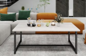 Modern Rectangular Coffee Table, Living Room Table With Metal Frame, Industrial Design, Easy Assembly, Wooden Sofa Side Table, 90 x 45 x 42 cm, Oak Black