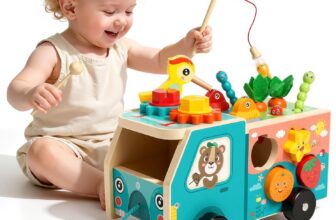 Montessori Toys for 1 2 3 Year Old Boys Girls Gifts,Wooden Educational Baby Toys for 2-5 Year Olds,(7 In 1) Xylophone & Magnetic Fishing Game for Kids-Christmas Easter Birthday Presents